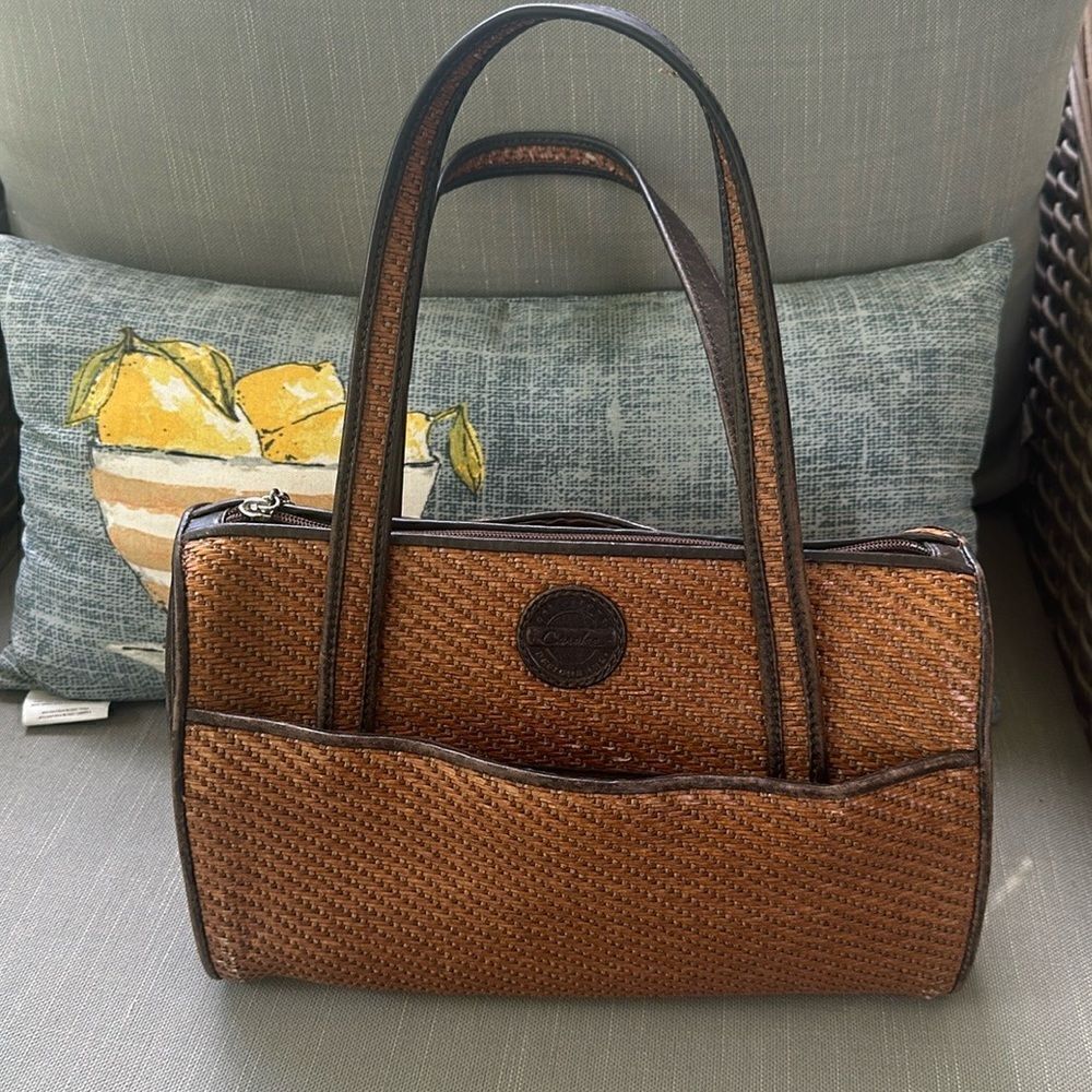 Carolee Woven Leather Satchel Bag